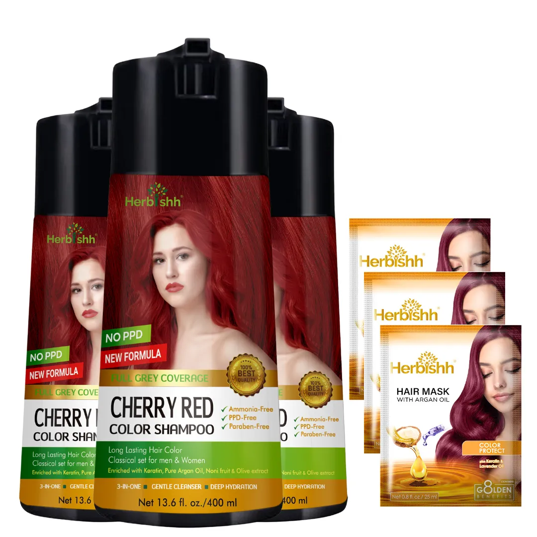 Buy 3-PCS  PPD Free Hair Color Shampoo Get 2 Hair Mask Free - Herbishh