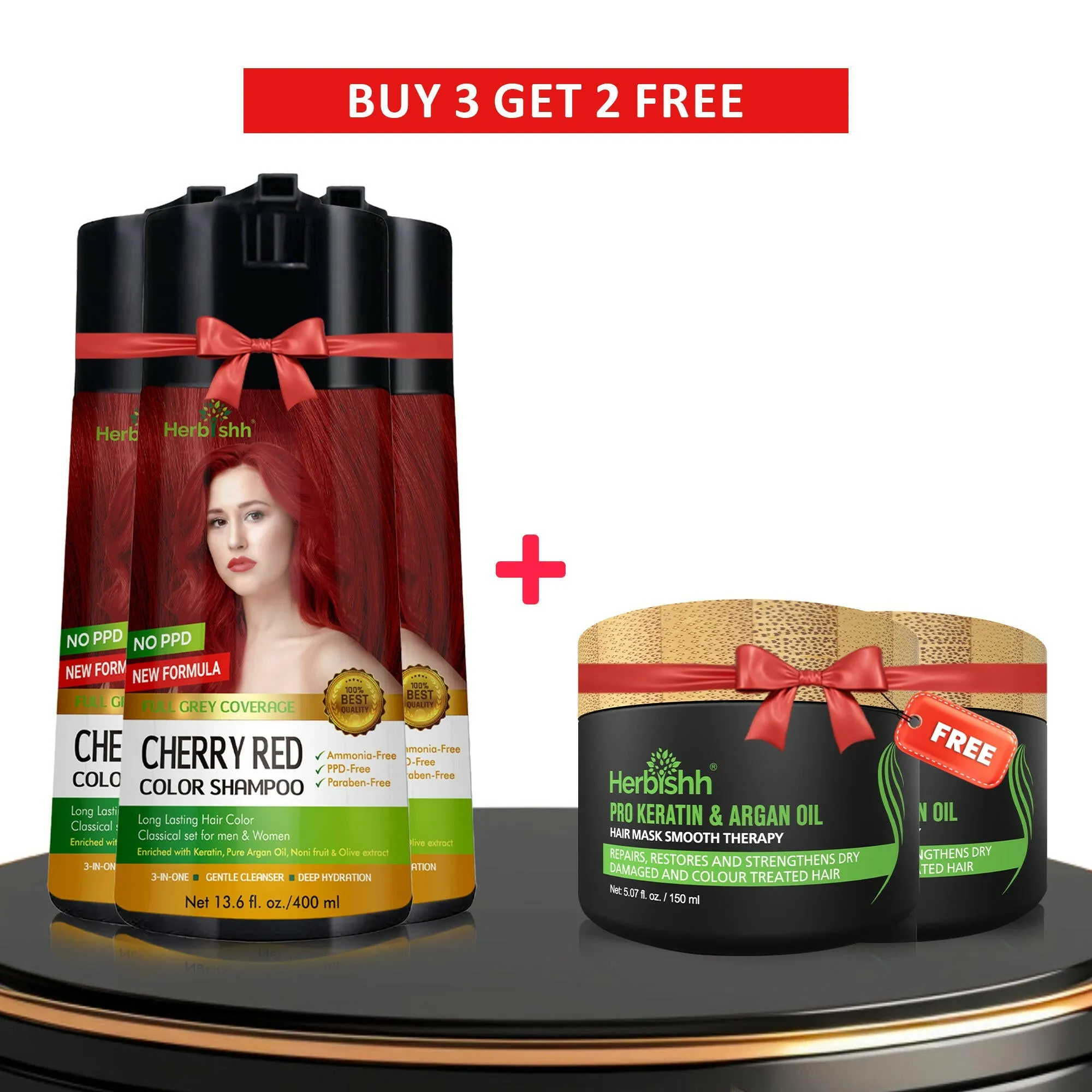 Buy 3-PCS  PPD Free Hair Color Shampoo Get 2 Hair Mask Free - Herbishh