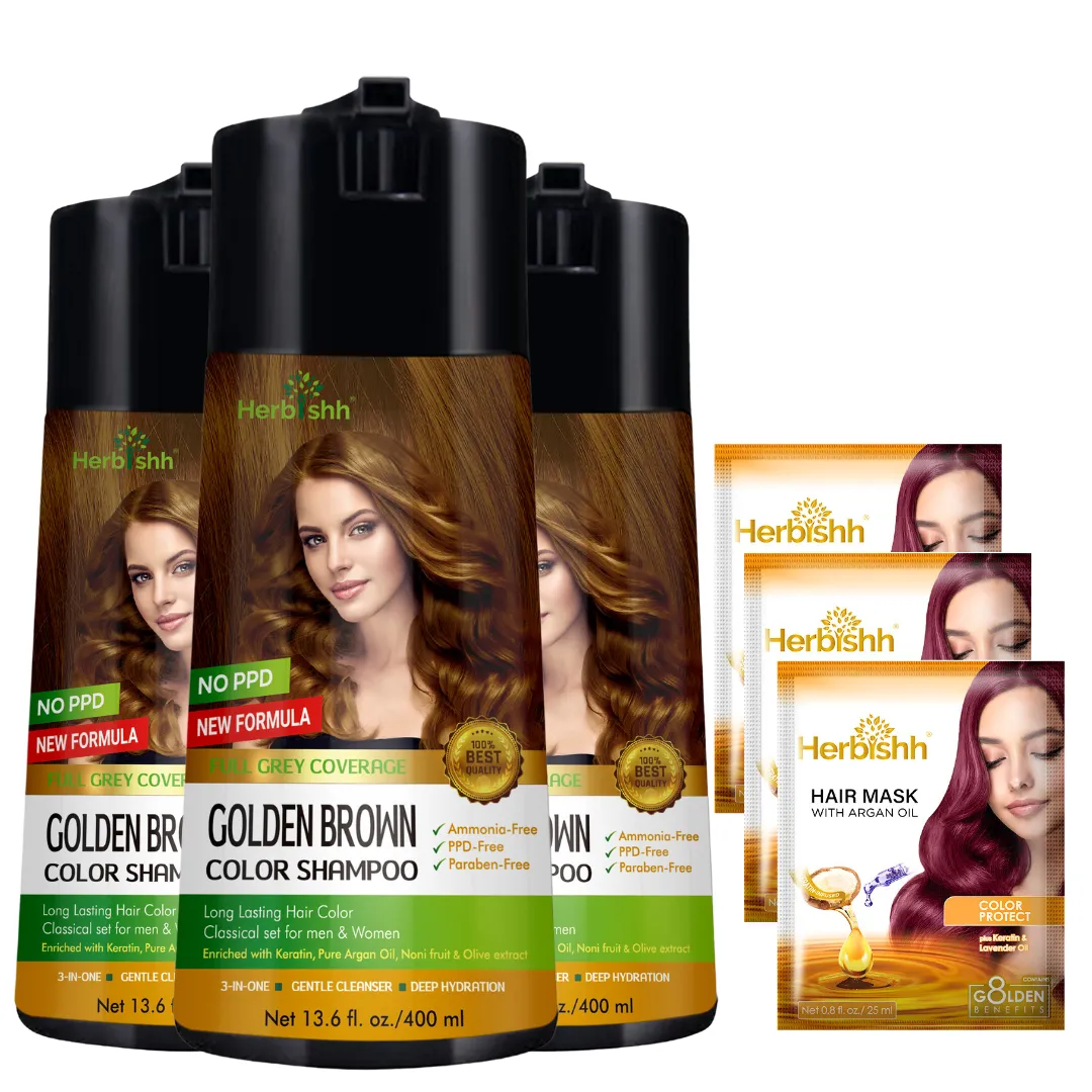 Buy 3-PCS  PPD Free Hair Color Shampoo Get 2 Hair Mask Free - Herbishh