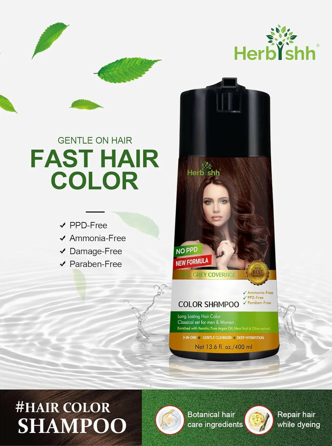 Buy 3-PCS  PPD Free Hair Color Shampoo Get 2 Hair Mask Free - Herbishh
