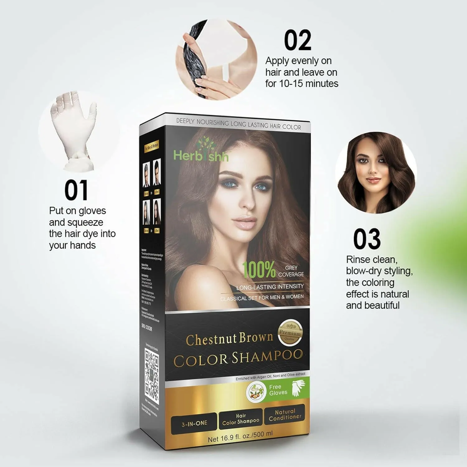 Chestnut Brown Hair Color Shampoo - Herbishh