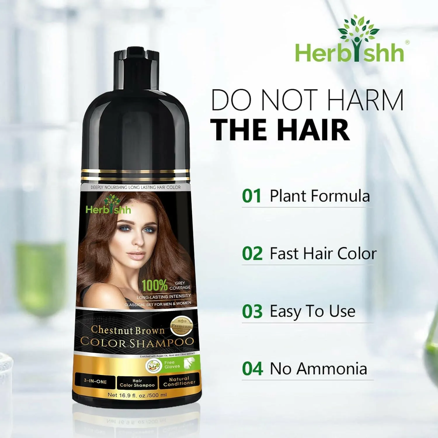 Chestnut Brown Hair Color Shampoo - Herbishh