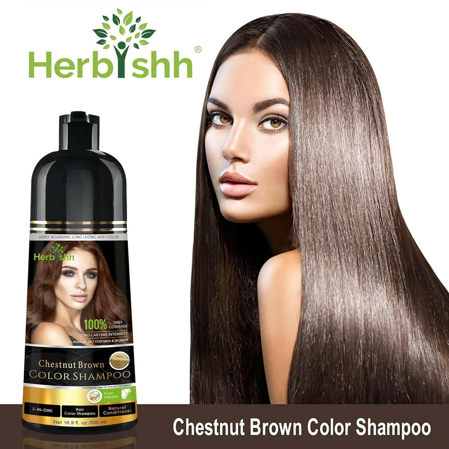 Chestnut Brown Hair Color Shampoo - Herbishh