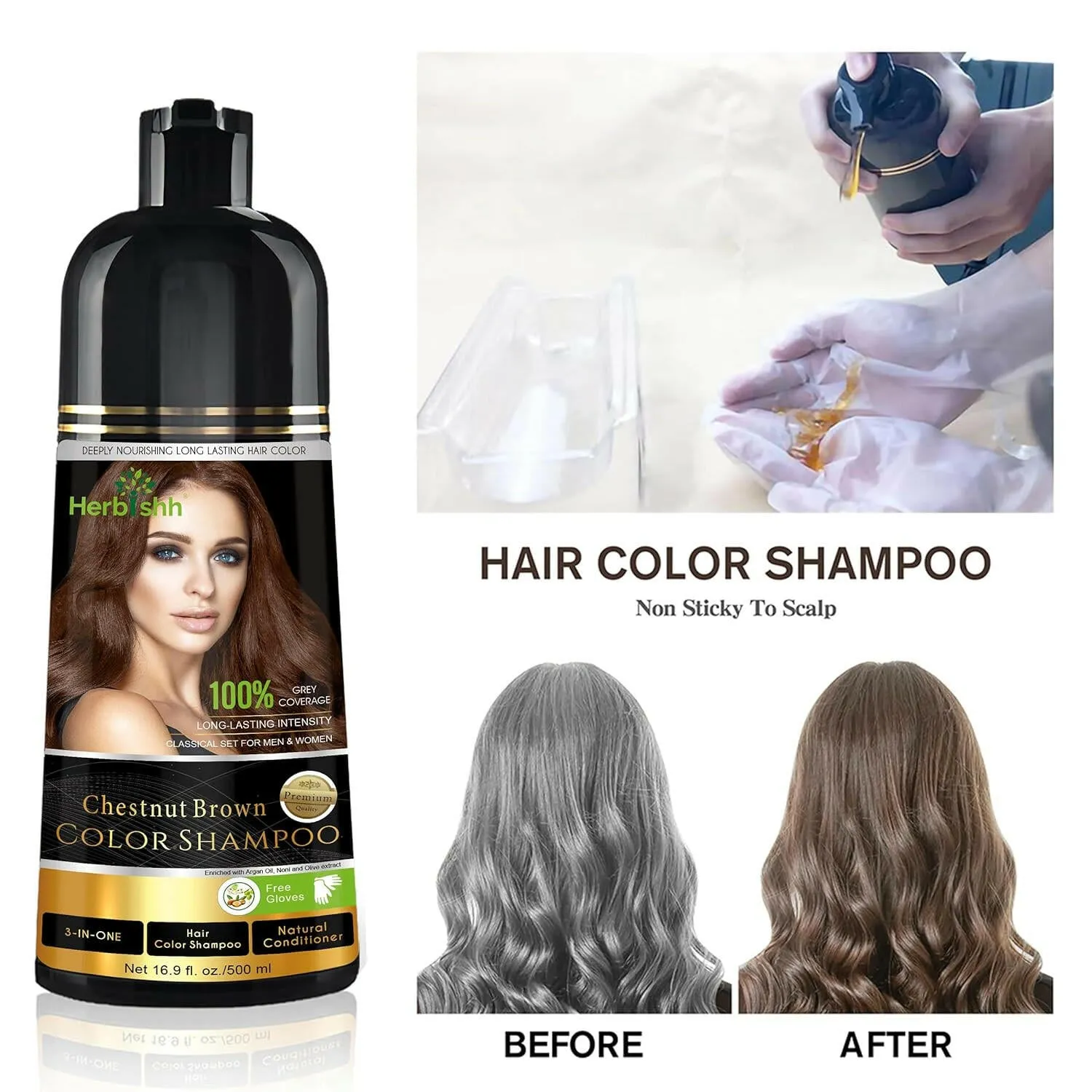 Chestnut Brown Hair Color Shampoo - Herbishh