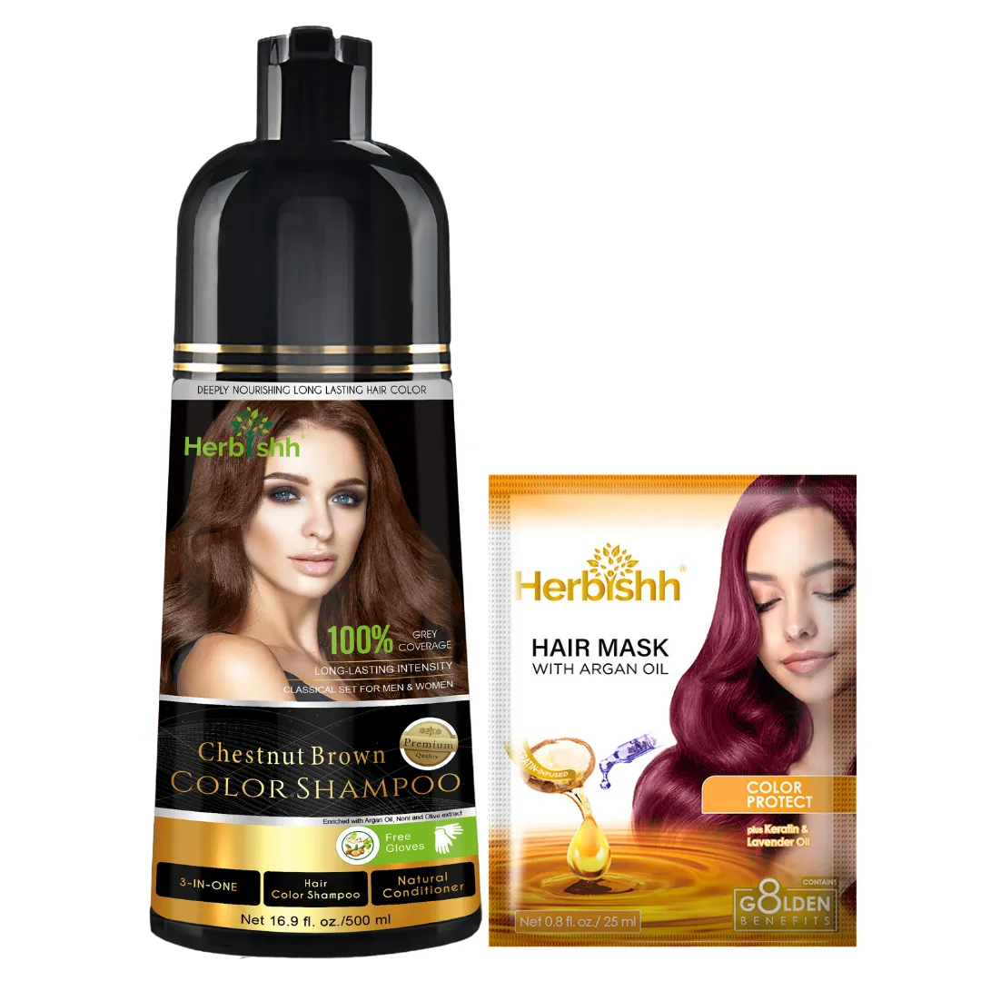 Chestnut Brown Hair Color Shampoo - Herbishh