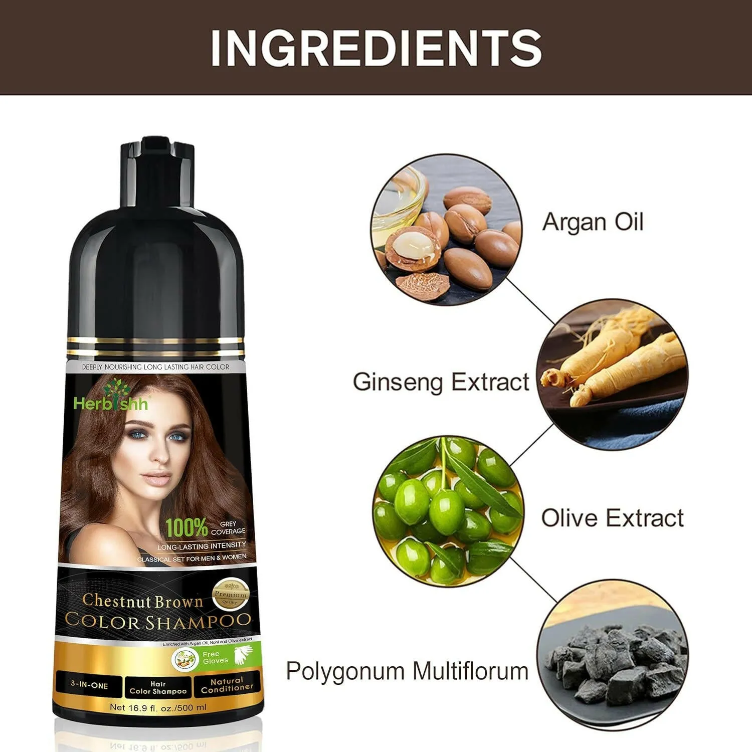 Chestnut Brown Hair Color Shampoo - Herbishh