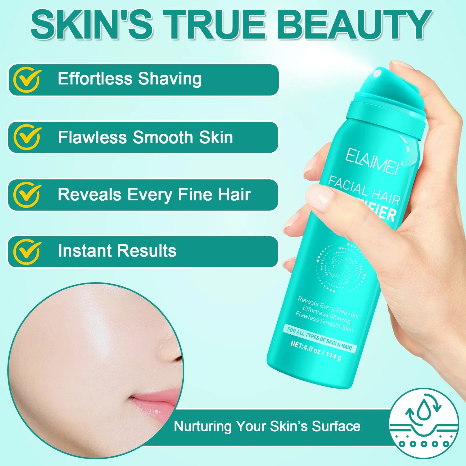 ELAIMEI FACIAL HAIR IDENTIFIER SPRAY FOR ALL TYPES OF SKIN & HAIR