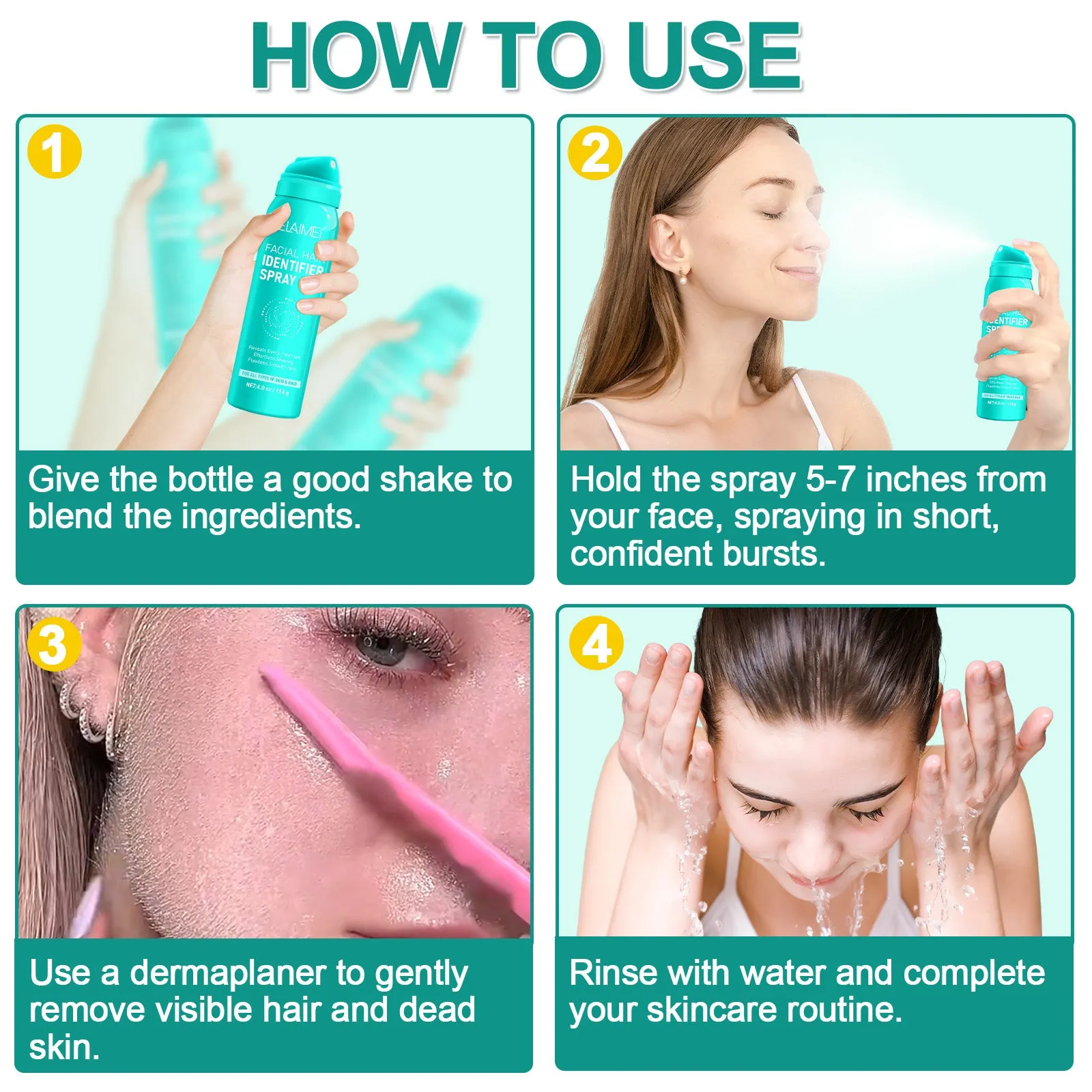 ELAIMEI FACIAL HAIR IDENTIFIER SPRAY FOR ALL TYPES OF SKIN & HAIR