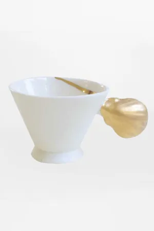 Handmade Ceramic Mug 24K Gold-Plated "Golden Scallop"