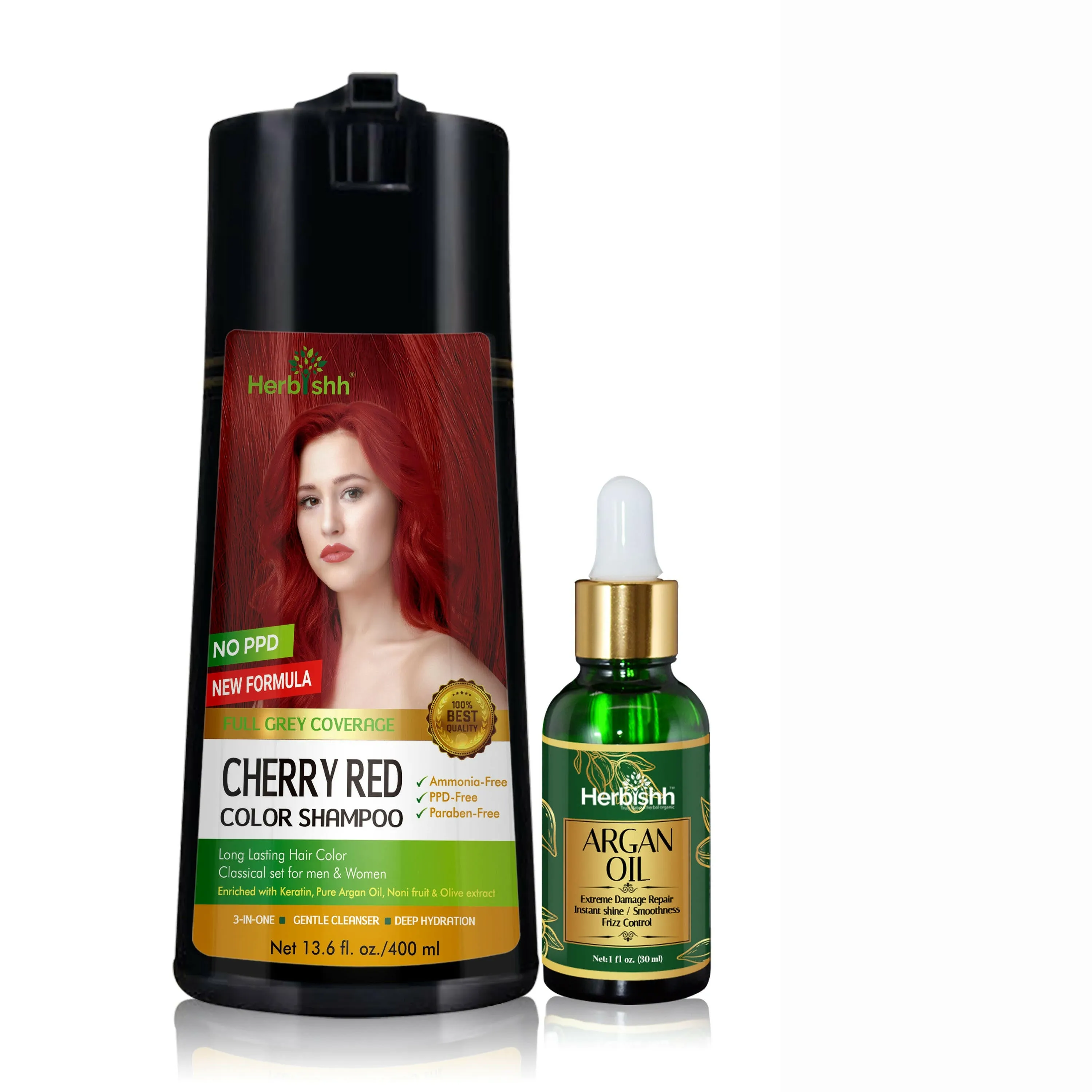 PPD Free Natural Hair Color Shampoo   Argan Hair Oil - Herbishh
