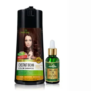 PPD Free Natural Hair Color Shampoo   Argan Hair Oil - Herbishh