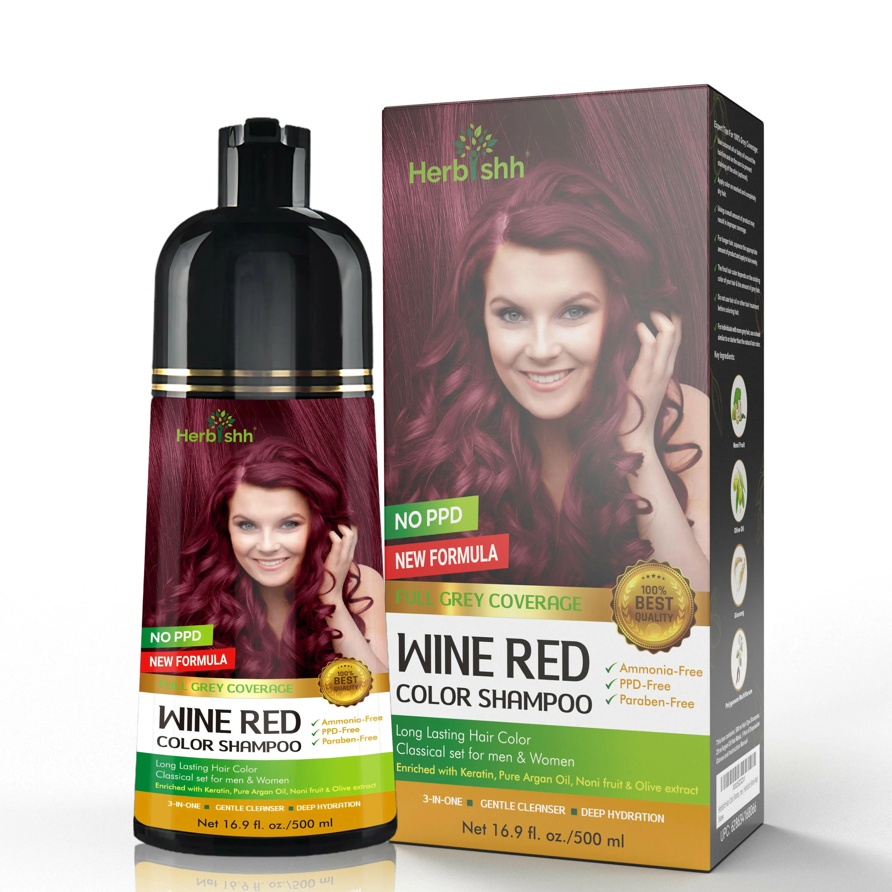 PPD Free Natural Hair Color Shampoo   Argan Hair Oil - Herbishh
